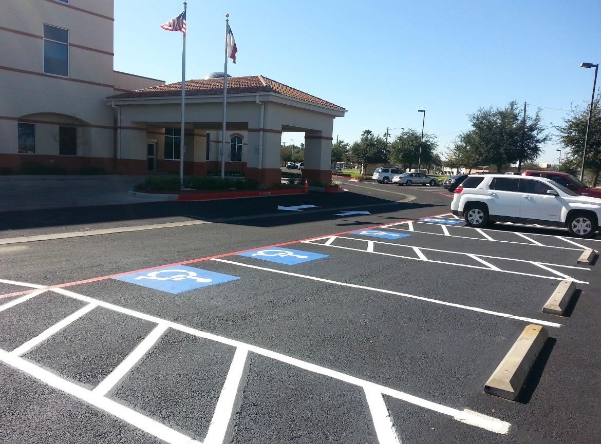Accessible parking striping at a commercial property
