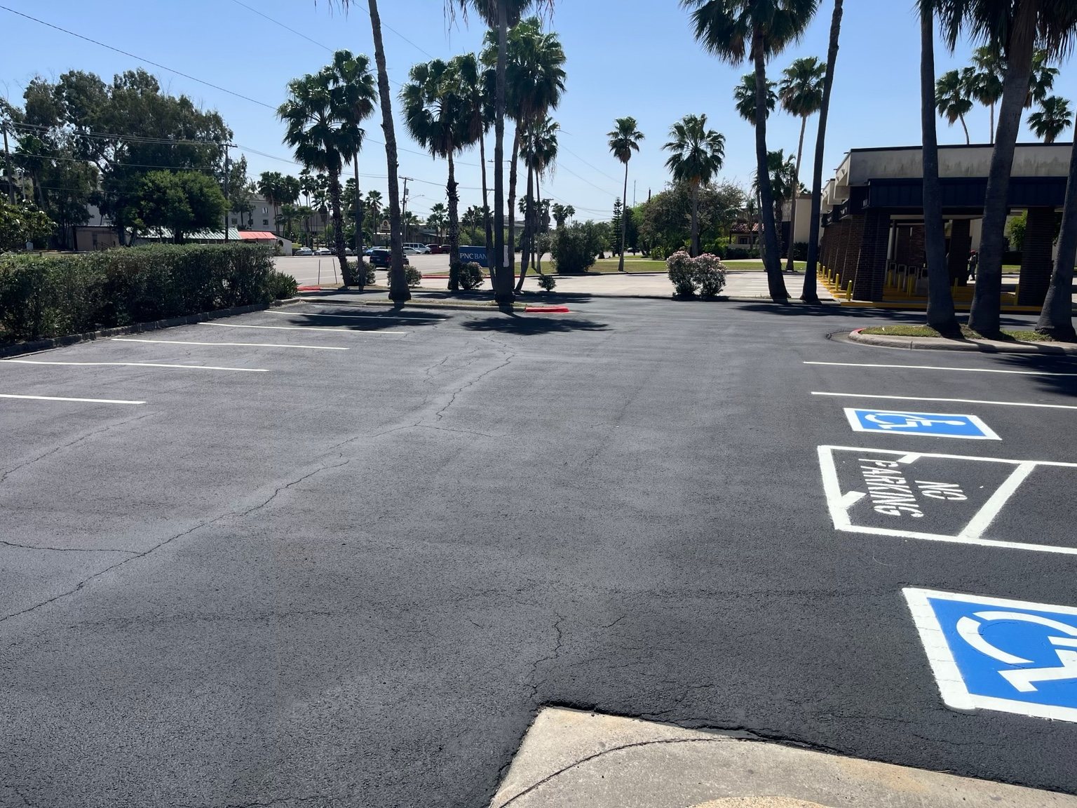 Parking lot pavement and accessible parking markings