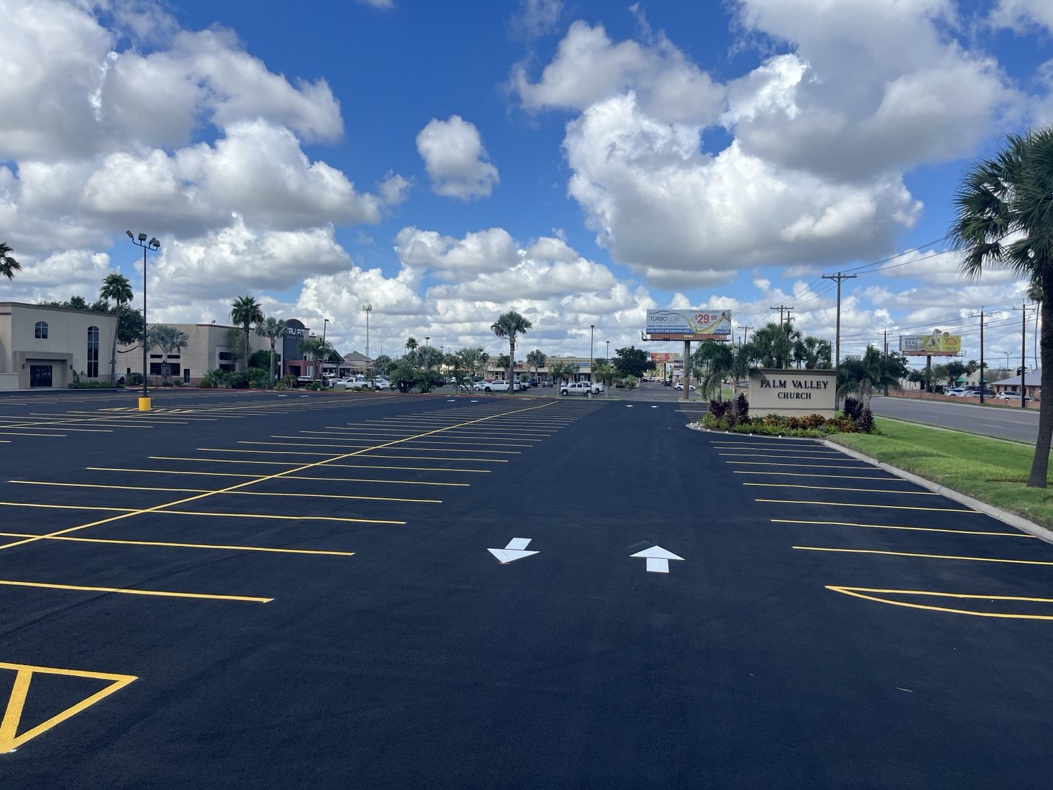 Commercial parking lot directional markings